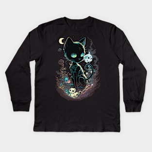 Skeletoon Cat #2 Kids Long Sleeve T-Shirt